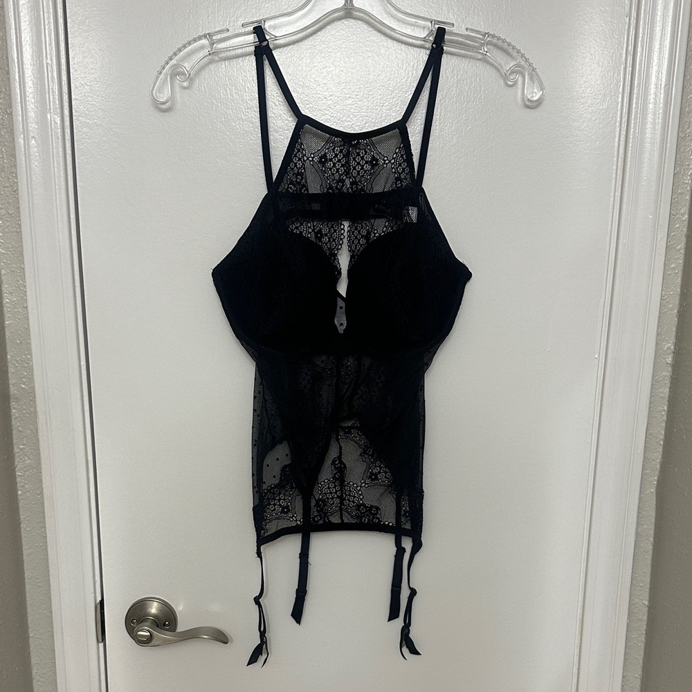 Adore Me Midnight Black Lace Chemise
